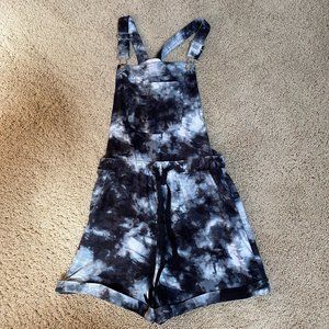 Women's XS Black & White Tie-Die Overall Shorts